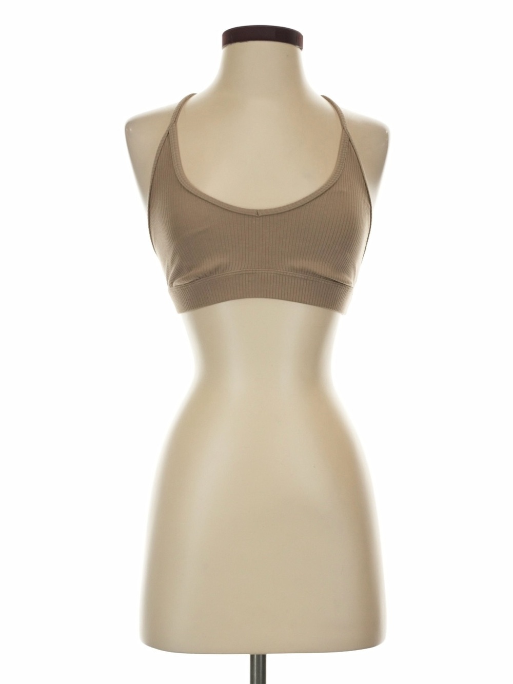 Alo Tan Ribbed Scoop Neck Bralette Sports Bra